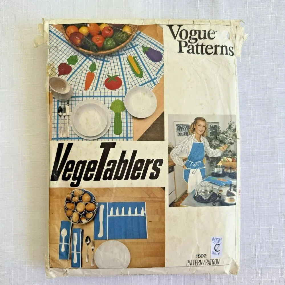Vogue Sewing Pattern 1892 VegeTablers Kitchen Picnic Cottagecore Home Decor
